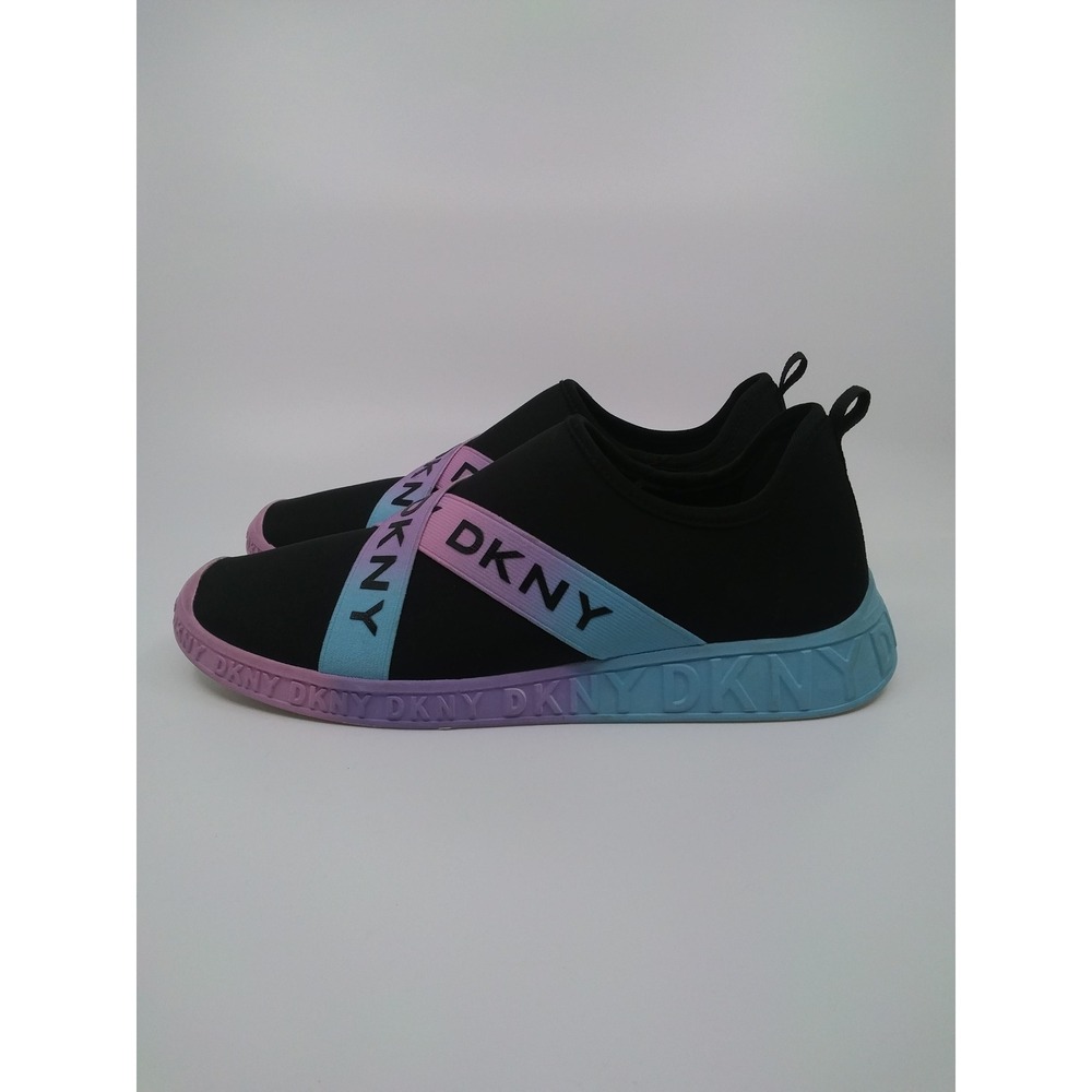 DKNY Womens Black Ombre Logo Slip On Sneakers DKN634CC Pink Blue Size 6